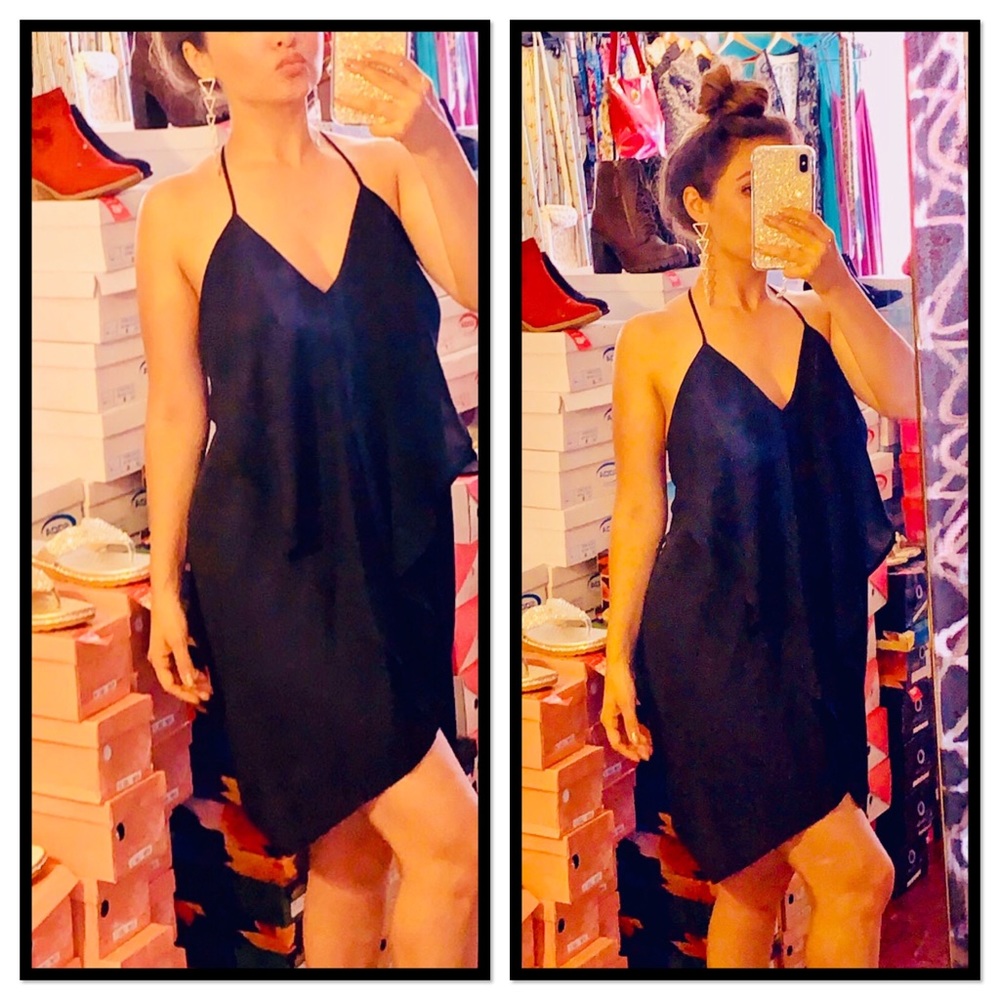 CY SEXY Little Black Ruffle TUNIC DRESS Size Small - Picture 4 of 7